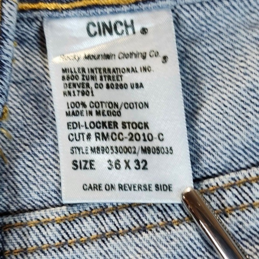 Cinch Green Label Men Jeans 36x32 Blue Denim Classic Fit Straight Leg Distressed - Picture 3 of 13